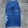 JNCOジーンズY2Kハラジュクヒップホップタイガーグラフィックゴシックレトロブルーデニムパンツ男性女性ハイウエストワイドズボン2312129