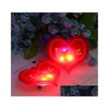 Partij gunst Led Light Up Flashheart Pins Broche Gloeiende rubberen revers badge voor Valentijnsdag Kerst Bruiloft Verjaardag Drop Delive Dhpos