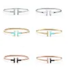 Designer Bracelet Tiffaess Sterling Sier Classic Double T Drop Glue Set Diamond Plating Bracelet Fashion Top