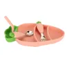 Assiette à dîner en silicone pour bébé Fournitures d'alimentation en silicone pour bébé Ensemble avec fourchette, cuillère, brosse de nettoyage en paille, ensemble de sevrage en forme de carotte 231229