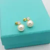 Utan Box Top Quality Classic Style Luxury Brand Single Pearl Studs Luxury Brass Earrings Logo Printed Wedding Party Gifts Wholesale