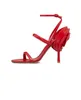 Été nouvelles femmes sandales fleur chaussures de créateur de luxe 10 CM talons femmes fleur imprimé bout ouvert chaussures de mariage noir rouge argent talon aiguille diapositives