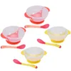 Suction Cup Bowl Spoon Set Baby Tableware Food Serving Kids Feeding Toddler Infants Silicone Useful Plates 231229