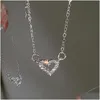 Chokers 17Km Mode Vlinder Hart Zirkoon Ketting Voor Vrouwen Meisjes Sier Kleur Glanzende Liefde Sleutelbeen Ketting Kettingen Trend Sieraden Dr Dhjqb