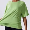 Lu Align Lu Yoga Sport Sleeve T-shirt court pour femme Top Loose T-shirt pour femme Running T-shirt Sports de plein air Fitness Gym Haut de sport Training Couleur unie Top Short LL Lemon