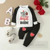 Saint Valentin Infant Enfants Vêtements Ensembles Petits garçons Love Heart Sweat-shirt imprimé Pantalon 2pcs 2024 Printemps Bébé Tenues décontractées Z6385