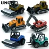 UNGH 4pcs set Mini Alloy Diecast Engineering Car Vehicle Excavator Truck Model Educational Toy for Children Boy Birthday Gift 231228