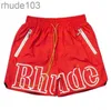 Rhude shorts verão nadar casual masculino azul preto calças de praia rua cordão solto ligthweight lpm tamanho s m l xl l3nn