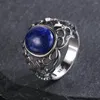 Cluster Ringen 10 12mm Natuurlijke Labradoriet 925 Sterling Zilver Lapis Lazuli Turquoise Ring Bijl Holle Ontwerp Sieraden Voor vrouwen Mannen