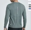 lu Мужская одежда для йоги Спортивная футболка с длинным рукавом Мужские рубашки в спортивном стиле Тренировочная одежда для фитнеса Эластичная быстросохнущая спортивная одежда Топ размера плюс 5XL Модная брендовая одежда654