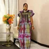 Vêtements ethniques Femmes Robes Africaines Broderie À Manches Courtes V Cou Robe De Soirée Imprimer Robes Coupe Ample Longueur De Plancher Épissé Légère Strech