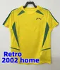 1998 2002 Zestawy retro dla dzieci Brasil koszulki piłkarskie koszulki Carlos Romario Ronaldo Ronaldinho Camisa de Futebol Brazils Rivaldo Adriano 98 94 02 Kids Sets Soccer Jersey