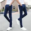 Men S Summer Stretch Straight Jeans Korean Fashion Slim Fit Small Foot Tight Baggy for Men Elastic midje denim Pants 231228