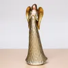 Nordic Love Angel Statue Golden Resin Blessing Angel Sculpture Desktop Porch Decoration Artifact Figure Ornament 231228