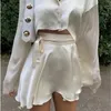 Sweaters Beehouse Sexy Satin Laceup Jupe Spodnica Corta Falda Short Mujer Micro Courte Mini Aesthetic Skirt Spodniczki Damskie2021