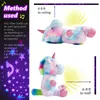 28cm Unicorn Doll Toys Projector LED Light Stuffed Animals Colorful Multiple mode projection Birthday Gift for Girls 231228