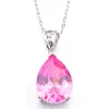 Luckyshine 10 Pcs Elegant Pendants Jewelry Teardrop Shaped Pink Topaz Zircon Pendants for Necklaces Women Jewelry HO297q