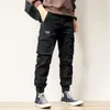 Men's Pants Retro Slim Jogger Cargo Clothes 3D Pockets Outdoor Hiking Camping Casual Wear Washed Trousers Twill Straight Fashion