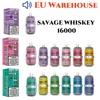 Original Savage Vape Whiskey 16000 Vapes Einweg-Puff EU-Lager Vaper auswechselbar Typ-C wiederaufladbare Vapers Geschmacksrichtungen 26 ml 5 % 650 mAh Mesh Coil 6 Farben LGB Light