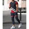 T-shirt voor heren Broek Trainingspak Streep 3D-print T-shirts Broekensets 2-delig Mode Straat Heren Oversized pakken Sportkleding 231228