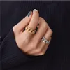 Peri'sbox Gold Silver Color Chunky Chain Rings Link Ed Geometric Rings for Women Vintage Open Rings Justerbara Trendy237m