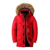 Men's Thickened White Duck Down Coat Mid-length Winter Outerwear with Detachable Fur Collar for Fashionable Look 231228