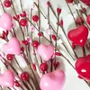 Decorative Flowers Simulated Heart-shaped Flower Branch Artificial Red Berry DIY Arrangement For Wedding Valentine's Day Els Home Decor