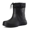 Zimowe wiatroodporne bawełniane buty deszczowe Mężczyźni ciepłe jasne kostki deszczowe moda czarny poślizg na deszczach buty menu wodoodporne but roboczy 231228