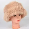 Chapeaux de seau en fausse fourrure moelleuse d'hiver pour femmes, chaud en peluche, mode Panama décontracté, casquette de pêcheur, chapeau de bombardier noir 230920