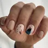 Unhas falsas 24 Ps/lote vestindo arte falsa flor de girassol branqueamento pontas de unhas elegantes finalizadas cobertura completa imprensa no conjunto