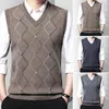 Gilets pour hommes hiver sans manches chaud pull tricoté gilets décontracté hommes coupe ajustée pulls pull gilet vestes vêtements