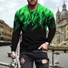 Męskie koszulki T-shirty 3D Digital Printed T-shirt Top Duże mężczyzny Sprężyna jesienna luźna okrągła szyja pullover swobodny sposób