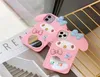 3D Cartoon Cute Cinnamoroll mirror with lanyard cases for iphone 13 12 11 pro X Xs XR Max SE 7 8plus Japan lovely cat My Melody co8470130