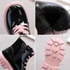 shoes Children's Martin Boots Short Fur Ankle Winter Shoes For Girls Toddlers Warm Plush Rubber Platform Waterproof Boot Green/Pink