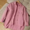 Kadınlar Pembe Kot Ceket Büyük Boyutlu Kore tarzı Tek Göğüslü Şık Denim Katlar Bahar Sonbahar Kovboy Ceketleri Dış Giyim Kadın 231229
