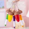 50Pcs/Lot Cute Nut Shaped Ballpoint Pen Blue Refill Kawaii Keychain Scalable Mini Pens Kids School Stationery Supplie