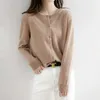 Kvinnors tröja 2023 Cashmere Cardigans Vneck Single Breasted Short Slim Lady Brown Knitwear Tops Solid Korean Femme Cardigan 231228