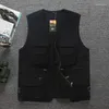 Men's Vests 2024 Men Cotton Cargo Vest Sleeveless Multi Pocket Cameraman Waistcoat Male Tactical Work Jackets Overcoats L-5XL