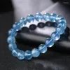 Strand Natural Aquamarines Armband Single Circle Crystal Jewelry Charm 4-12mm pärlor Romantisk avslappnad yoga