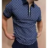 Erkekler Giyim Yaz Erkekler Sabit Moda Fermuarı Polos Dijital Baskılı Şerit Ekose Desen Erkek Gömlekler Kısa Kollu 231228