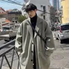 Winter Lange Trenchcoat Männer Koreanische Mode Feste Woll Techwear Lose Beiläufige Outwear 2023 Streetwear Mäntel 231228