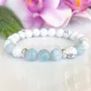 Bracelet aigue-marine MG1091 de qualité supérieure pour femmes, cristaux de guérison, Yoga Mala, pierre précieuse Howlite naturelle, équilibre auditif, Brace286n