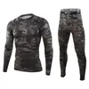 Fatos de treino masculino camuflagem impressão camiseta de fitness de secagem rápida topos calças esportes basquete collants terno roupa interior térmica ao ar livre