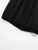 Casual Dresses Summer For Women 2023 Round Neck Elastic Drawstring Stopper Black Dress Sleeveless Sexy Backless Midi Shift