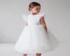 Girl039s Dresses Ins Boho Child Girls White Bridesmaid Dress For Kids Flutter Sleeve Mesh Tulle Princess Flower Clothing Weddin4571299