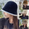 Beralar Fisherman'ın Şapka Kadınlar Sonbahar/Kış Çok Yüzü Küçük Örgü Kova Sıcak ve Şık Renk Bloğu