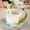 Muggar Creative Animal Ceramic Cup med tefatsked Flower Te Cups Kaffe och set Mug Exquisite Water Gift