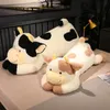 1pc 90cm 110cm Lovely Milk Cow Plush Toys Cartoon Stuffed Animal Cattle Dolls Sleeping Pillow For Baby Girls Birthday Gifts 231228