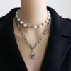 Collana di perle con catena in argento di alta qualità, multistrato, stile lungo, accessori moda versatili per uomo e donna296k