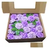 Ghirlande di fiori decorativi Casa Matrimonio Artificiale 25 Pz / scatola Pe Schiuma Testa di rosa con foglie Fai da te Bouquet da sposa Simation Fiore per V Dhfwp